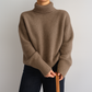 Fluffy Cotton Knit Roll Neck Jumper