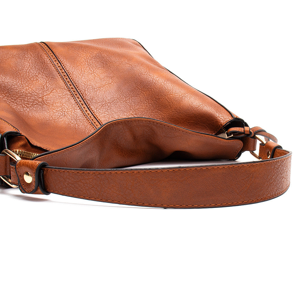 Top Handle Bag Faux Leather with Removable Strap and Zip Top