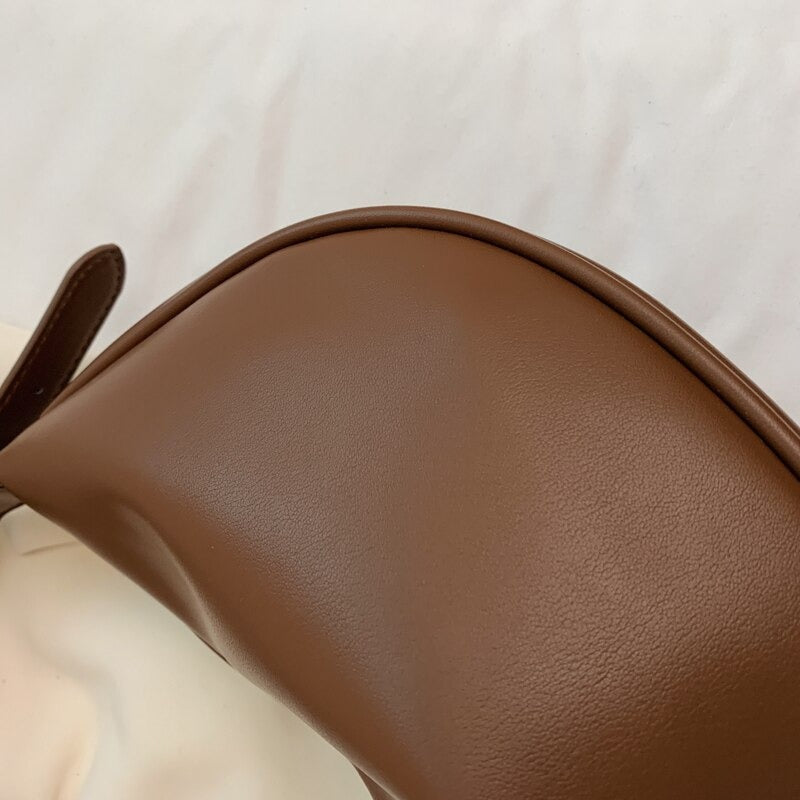 Crescent Bag Faux Leather with Zip and Adjustable Strap