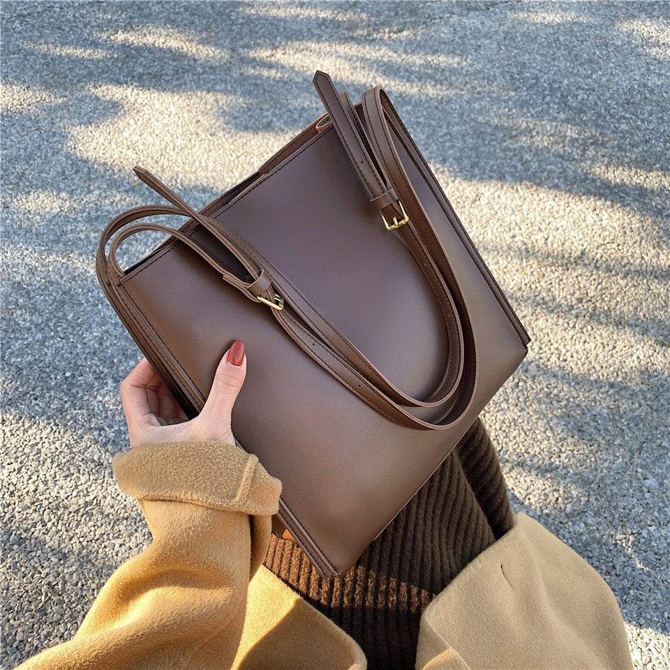 Tote Bag Soft Faux Leather with Magnetic Snap and Sturdy Handles