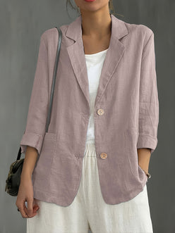 Blazer Linen Classic with Notched Lapel and Patch Pockets