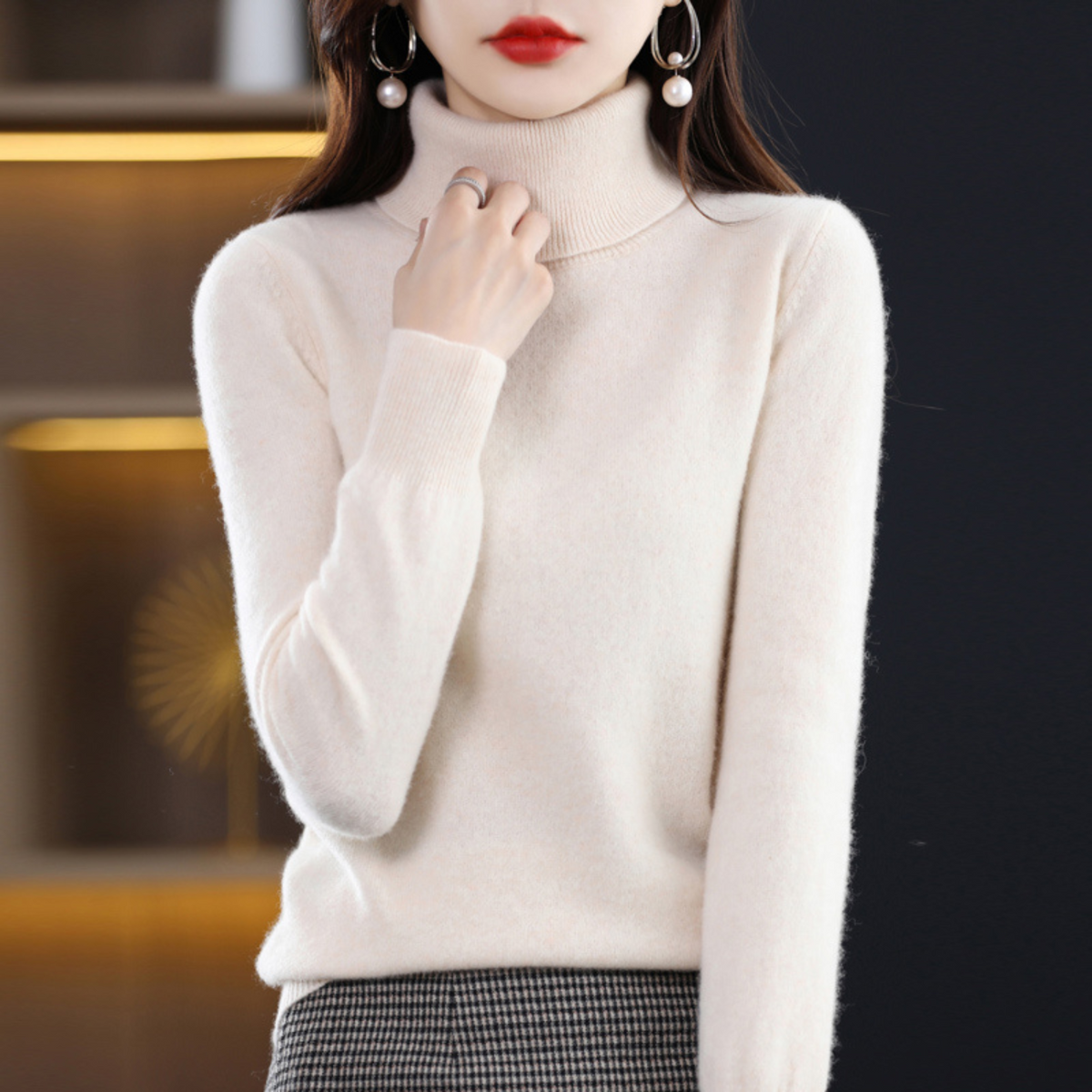 Cashmere-Feel Effortless Roll Neck Jumper