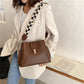 Crossbody Bag Faux Leather with Canvas Strap and Metal Clasp