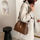 Crossbody Bag Faux Leather with Canvas Strap and Metal Clasp