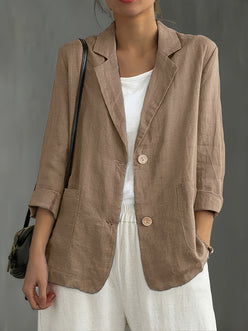 Blazer Linen Classic with Notched Lapel and Patch Pockets