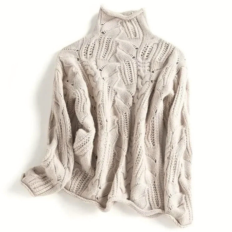 Cashmere-Feel Wavy Pattern Jumper