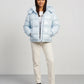 Short Shiny Hooded Puffer Jacket with Puffy Channels