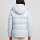Short Shiny Hooded Puffer Jacket with Puffy Channels