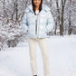 Short Shiny Hooded Puffer Jacket with Puffy Channels