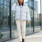 Short Shiny Hooded Puffer Jacket with Puffy Channels