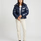 Short Shiny Hooded Puffer Jacket with Puffy Channels