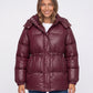 Shiny Puffer Jacket with Drawcord Waist