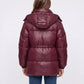 Shiny Puffer Jacket with Drawcord Waist