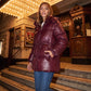 Shiny Puffer Jacket with Drawcord Waist