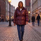 Shiny Puffer Jacket with Drawcord Waist