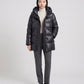 Shiny Hooded Puffer Jacket with Popper Placket
