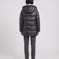 Shiny Hooded Puffer Jacket with Popper Placket