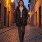 Shiny Hooded Puffer Jacket with Popper Placket