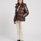 Short Shiny Hooded Puffer Jacket with Puffy Channels