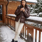 Short Shiny Hooded Puffer Jacket with Puffy Channels