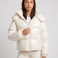 Short Shiny Hooded Puffer Jacket with Puffy Channels