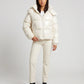 Short Shiny Hooded Puffer Jacket with Puffy Channels