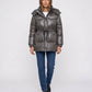 Shiny Puffer Jacket with Drawcord Waist