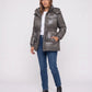 Shiny Puffer Jacket with Drawcord Waist