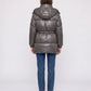 Shiny Puffer Jacket with Drawcord Waist