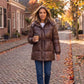 Shiny Puffer Jacket with Drawcord Waist