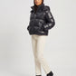 Short Shiny Hooded Puffer Jacket with Puffy Channels