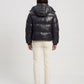 Short Shiny Hooded Puffer Jacket with Puffy Channels