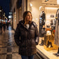 Shiny Puffer Jacket with Drawcord Waist