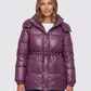 Shiny Puffer Jacket with Drawcord Waist