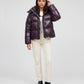 Short Shiny Hooded Puffer Jacket with Puffy Channels