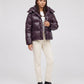 Short Shiny Hooded Puffer Jacket with Puffy Channels