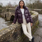 Short Shiny Hooded Puffer Jacket with Puffy Channels