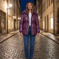 Shiny Puffer Jacket with Drawcord Waist