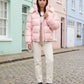 Short Shiny Hooded Puffer Jacket with Puffy Channels