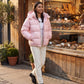 Short Shiny Hooded Puffer Jacket with Puffy Channels