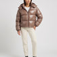 Short Shiny Hooded Puffer Jacket with Puffy Channels