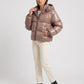 Short Shiny Hooded Puffer Jacket with Puffy Channels