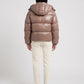 Short Shiny Hooded Puffer Jacket with Puffy Channels