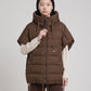 Sleeveless Puffer Cape Gilet with Hood