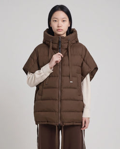 Sleeveless Puffer Cape Gilet with Hood