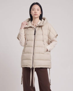 Sleeveless Puffer Cape Gilet with Hood