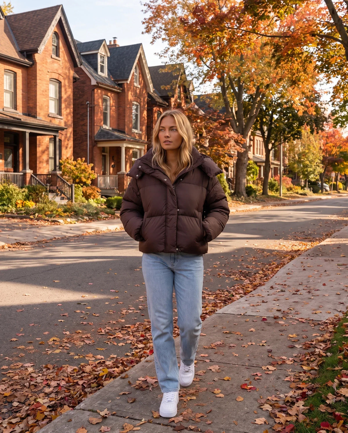 Short Puffer Jacket with Detachable Hood