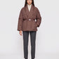Short Belted Puffer Jacket with Wrap Shawl Collar