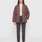 Short Belted Puffer Jacket with Wrap Shawl Collar