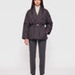 Short Belted Puffer Jacket with Wrap Shawl Collar